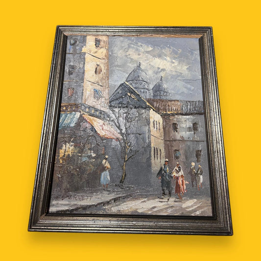 Mid century Caroline Burnett oil painting framed