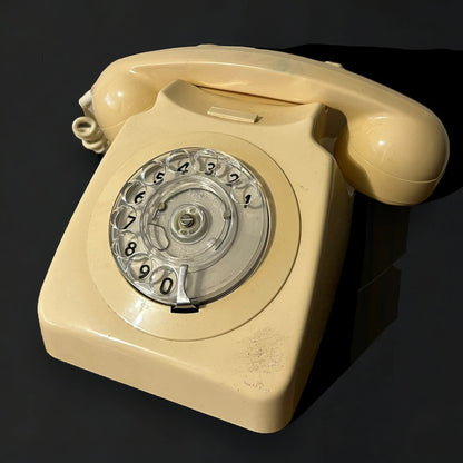 Mid Century Cream Rotary Telephone