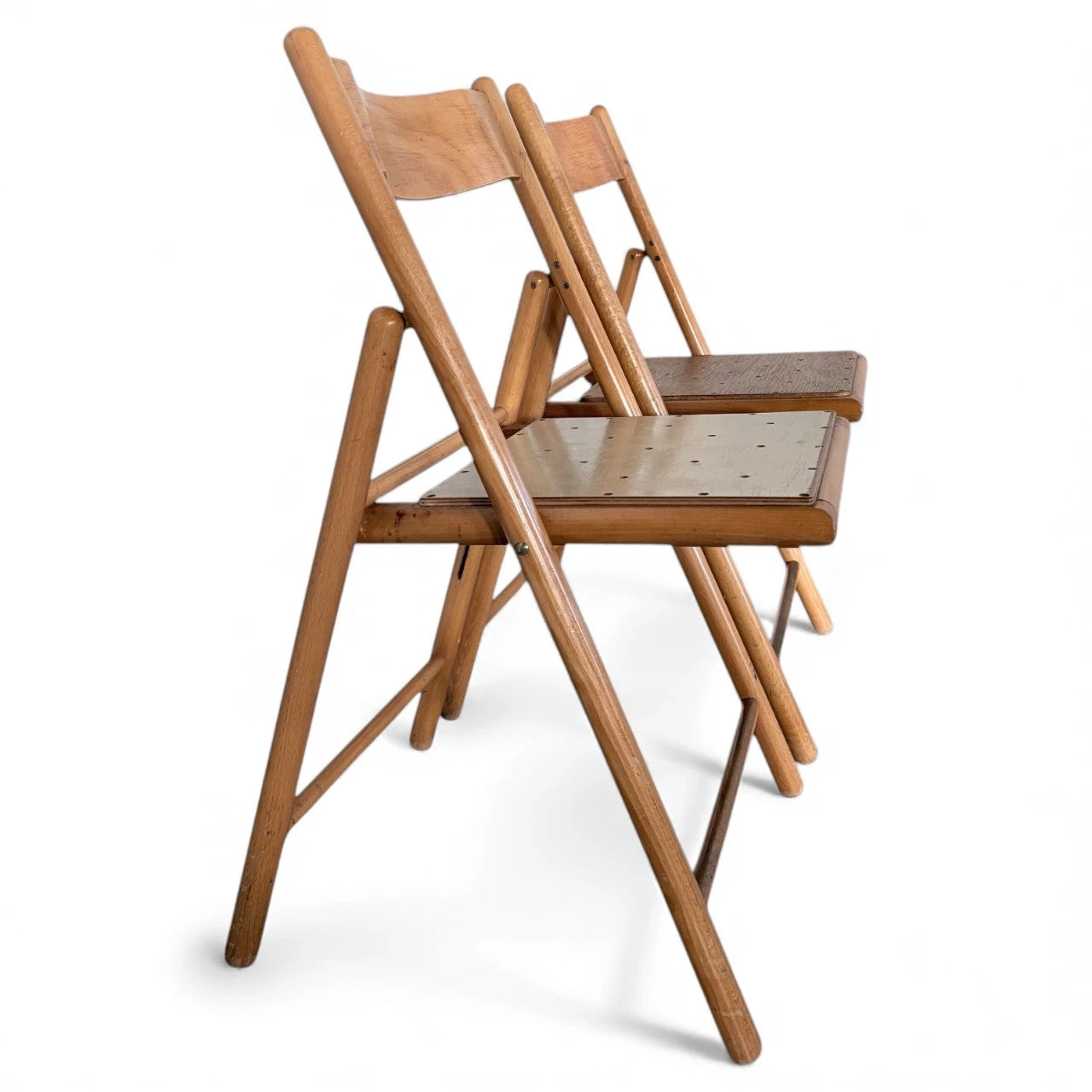 Habitat Folding Chairs - Vintage Beech Wood Mid Century Compact Seating