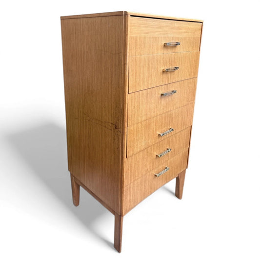 Mid Century Avalon Tallboy Chest of Drawers | Vintage Teak Bedroom Storage