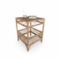 Vintage Bamboo Side Table | Square Rattan Accent Table