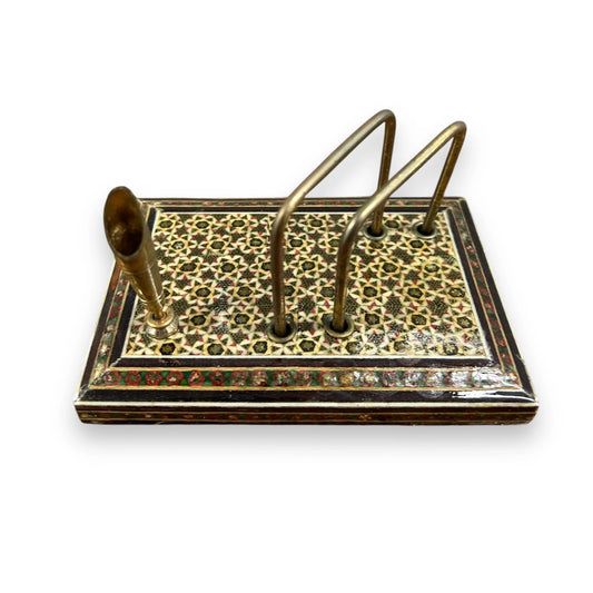 Vintage 1960s Persian Khatam Mosaic Letter Rack