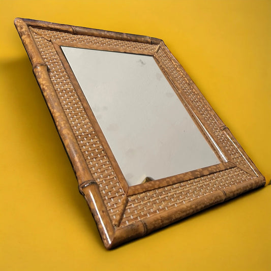 Mid Century Tortoise Shell Bamboo Mirror