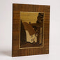 Mid-Century Marquetry Artwork – Rustic House Landscape in Wood Veneer