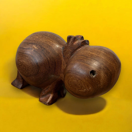 Mid century carved wood hippo sculpture
