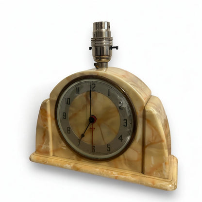 Vintage 1960s Onyx Clock Table Lamp