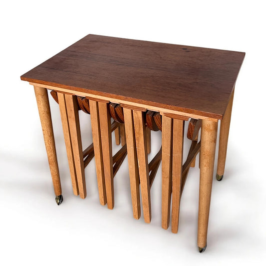 Mid-Century Danish Folding Nesting Tables by Poul Hundevad