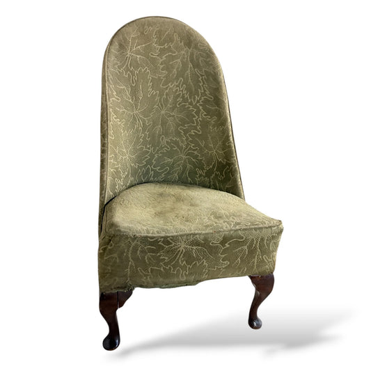Vintage Green Cocktail Chair with Cabriole Legs – Mid Century Accent Lounge Chair