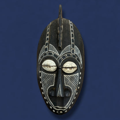 Mid Century African Carved Wood Wall Mask