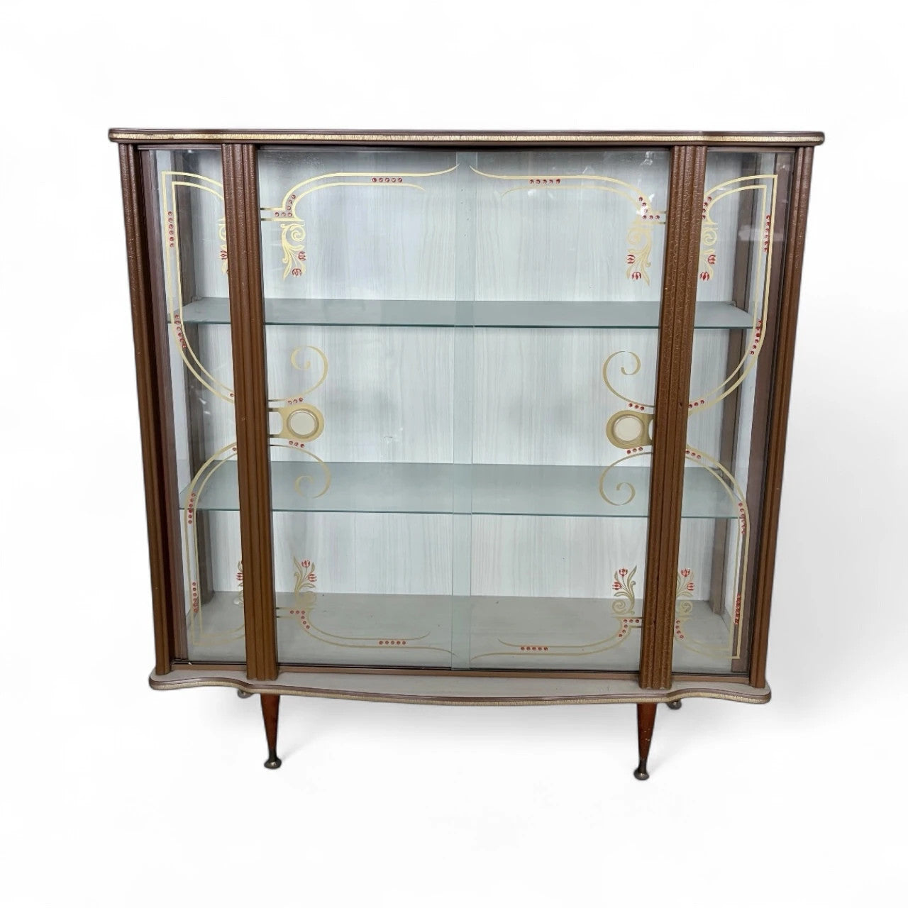 Formica Drinks Display Cabinet | Mid-Century Curved Glass Cocktail Bar