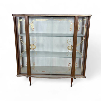 Formica Drinks Display Cabinet | Mid-Century Curved Glass Cocktail Bar