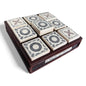 Carved Wood & Tile Noughts and Crosses Game – Vintage Tic Tac Toe Set