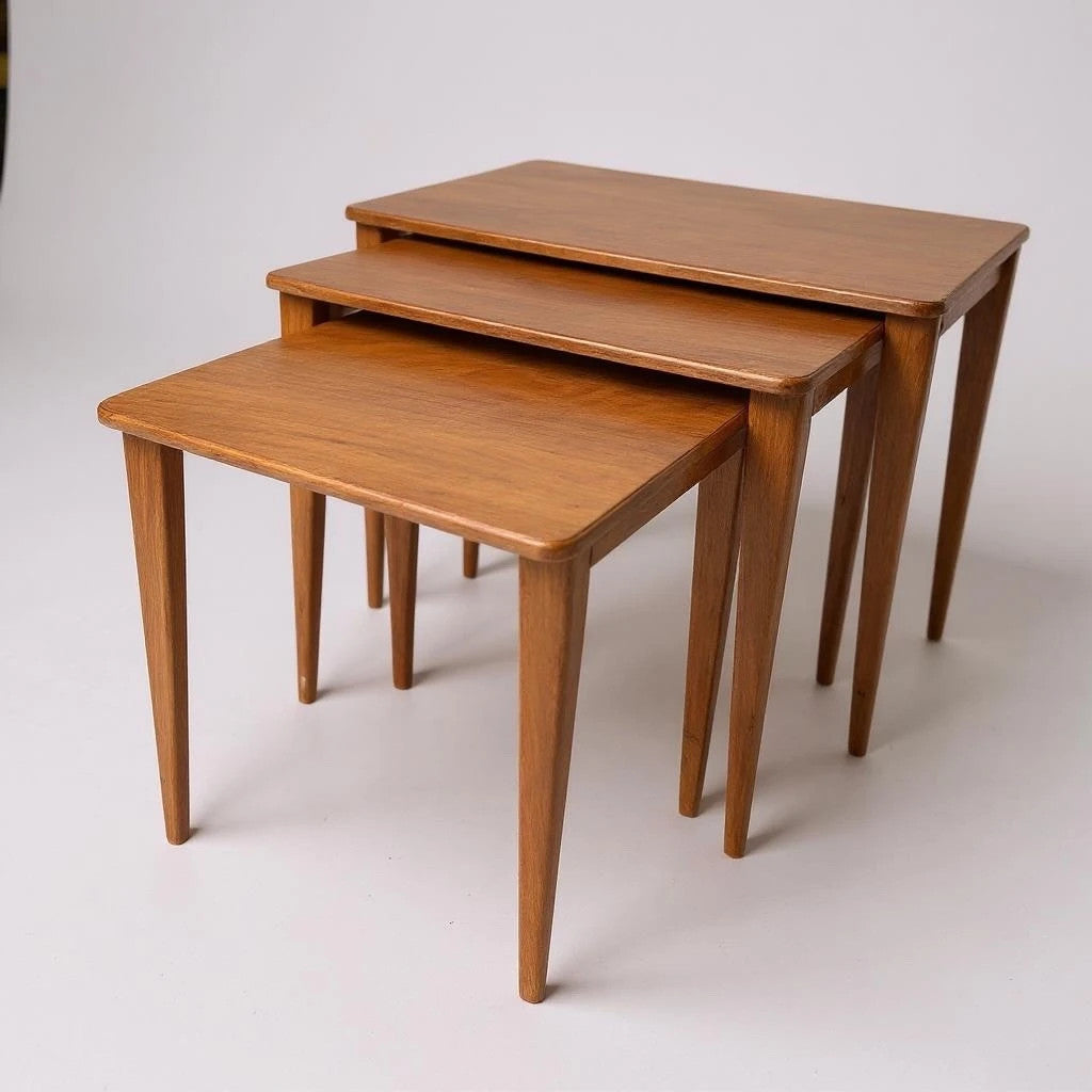 Mid Century Nest Tables - Vintage Teak Wood Gordon Russell Nesting Side Tables
