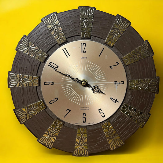 Mid Century Sunburst Smiths Wall Clock