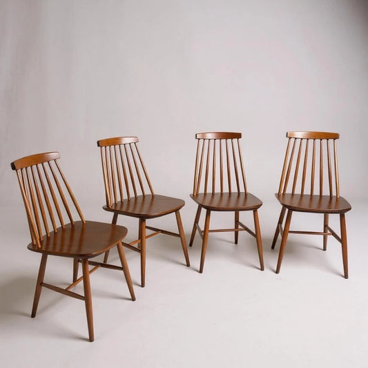 Mid Century Set of Four Danish Farmhouse Dining Chairs by Farstrup
