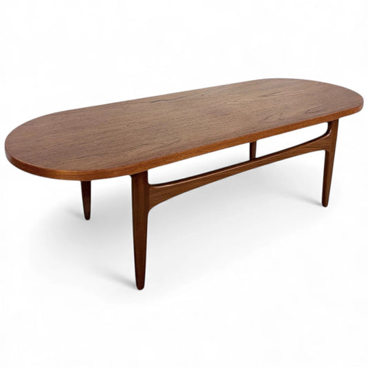 Vintage G Plan Coffee Table - Mid Century Oval Teak Table with Elegant Tapered Legs