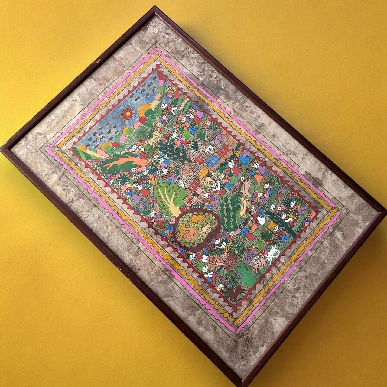 Mid Century Mexican Folklore Nature Picture Frame