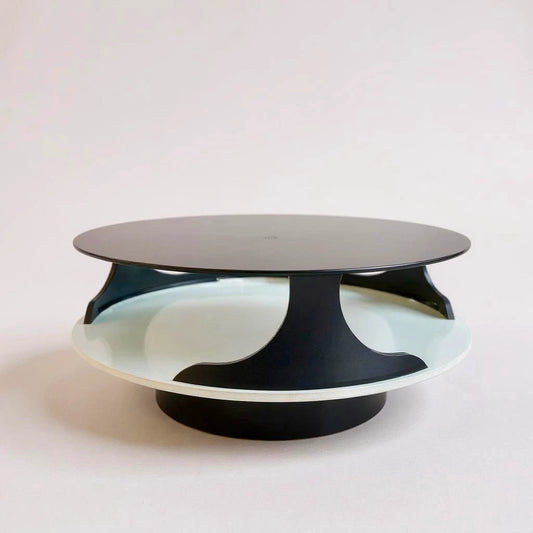 Mid Century Modern Space Age Italian Smoked Glass Round Coffee Table