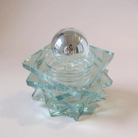 Mid Century Art Deco Glass Ashtray Lamp | Vintage Modernist Table Lamp