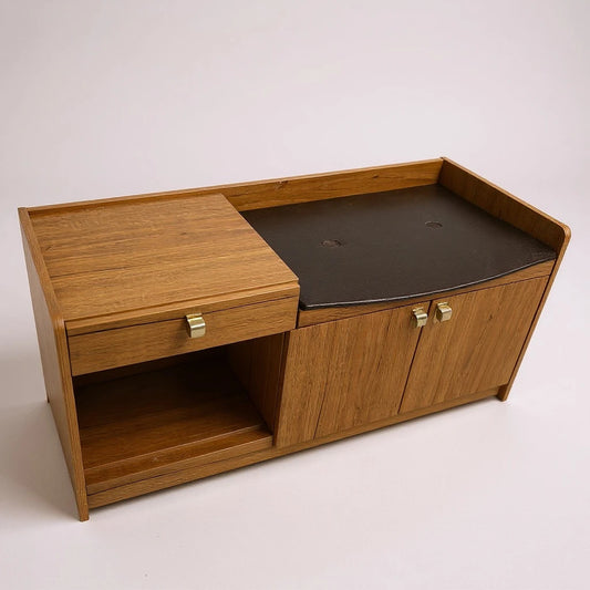 Vintage Schreiber Telephone Table – Mid Century Modern Teak Hall Seat with Storage