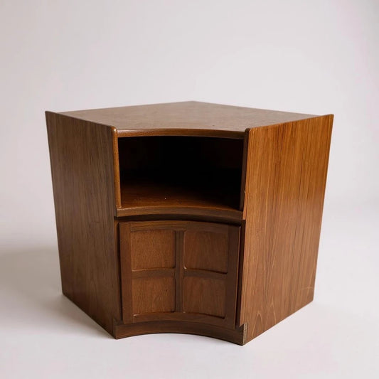 Mid Century Modern Nathan Squares Panelling Teak Corner Cabinet