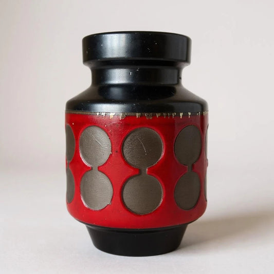 Vintage Dümler & Breiden Fat Lava Vase – Red & Black West German Mid-Century Ceramic