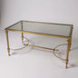 Mid Century Modern Old Hollywood Regency Smoked Glass and Brass Coffee Table