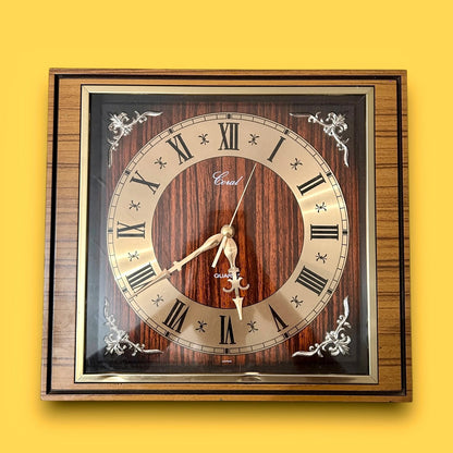 Mid Century Teak Formica Square Wall Clock