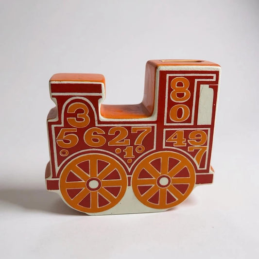 Vintage 1960s Carlton Ware Orange Ceramic Train Money Box | Mid Century Piggy Bank