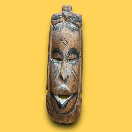 Vintage 1970s Carved African Wall Art Mask