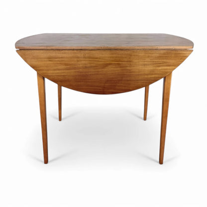 Mid-Century Teak & Beech Drop-Leaf Dining Table – Compact Vintage Table