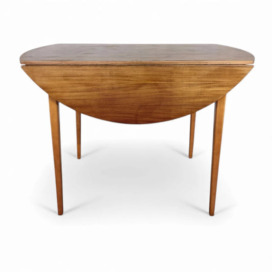 Mid-Century Teak & Beech Drop-Leaf Dining Table – Compact Vintage Table