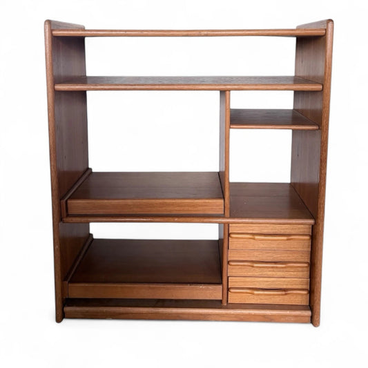 German Retro Media Unit | 1960s Modular Teak Shelving | Mid-Century Storage