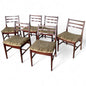 Set of Six Ladder Back Dining Chairs | Vintage 1960s | Patterned Fabric Upholstery