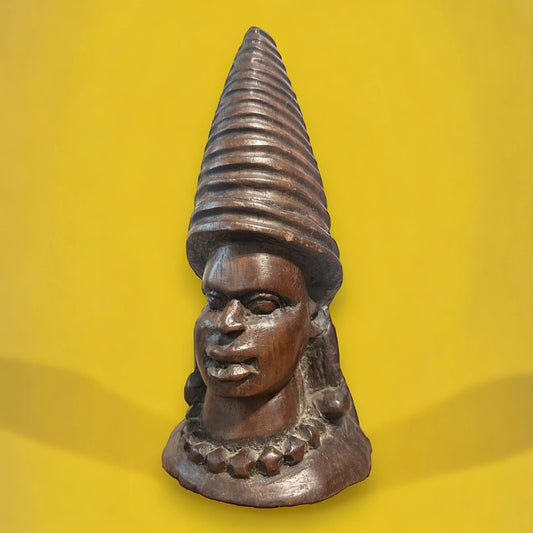 Vintage 1970s African Woman Wood Sculpture
