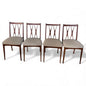Mid Century Dining Chairs | Four Teak Vintage Wooden Seats With Cross Splat Backrest