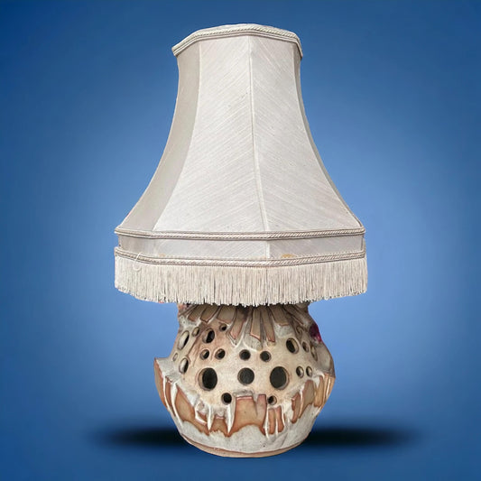 Vintage 1970s Shelf Pottery Brutalist Lamp Large