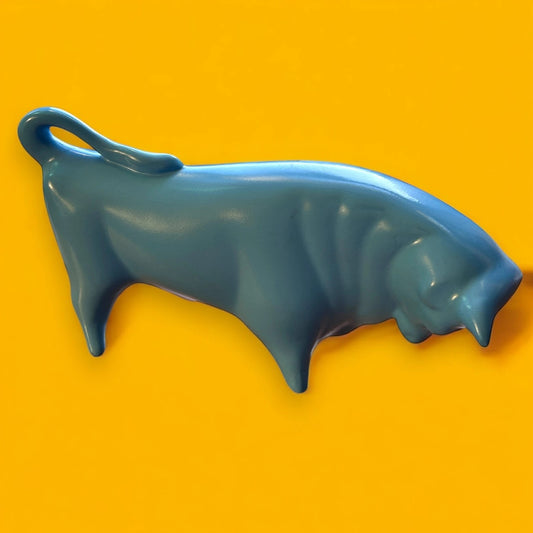 Mid Century Pale Blue Bull Sculpture