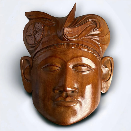 Vintage 1960s Teak Wood Bali Face Sculpture
