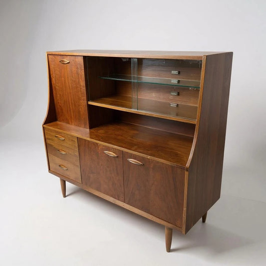 Mid Century Jentique High Sideboard in Teak | Vintage Tall Credenza