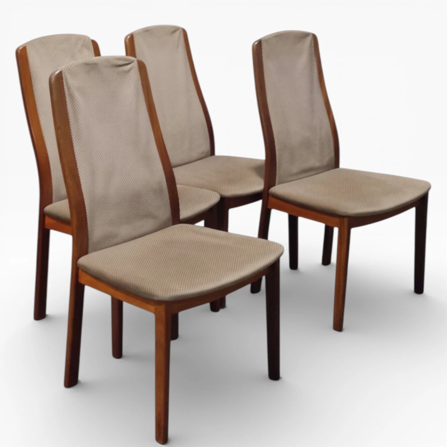 G Plan Dining Chairs – Set of Four Mid-Century Teak Chairs With Neutral Upholstery