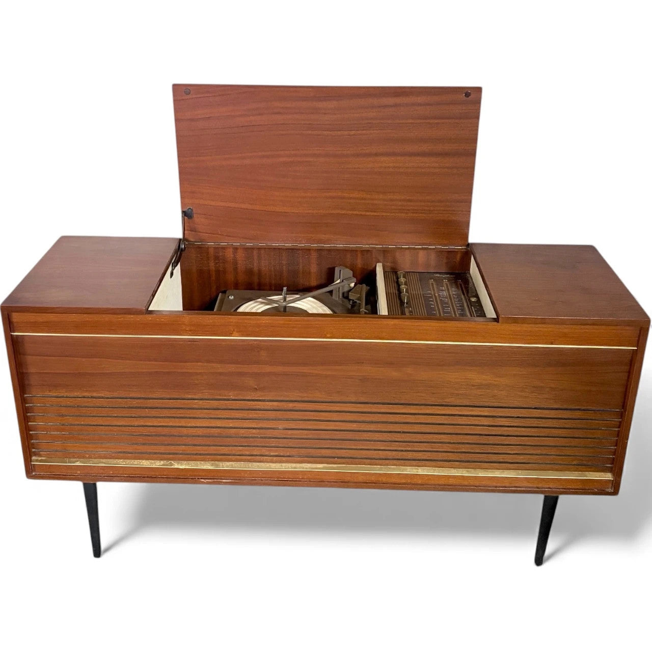 Mid-Century Record Player | Vintage Radiogram with Teak Veneer Cabinet & Integrated Radio