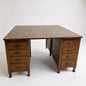 Antique Large Oak Minister Twin Pedestal Desk