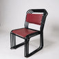 Mid Century Set of Four Pel Tubular Metal Red and Black Dining Chairs