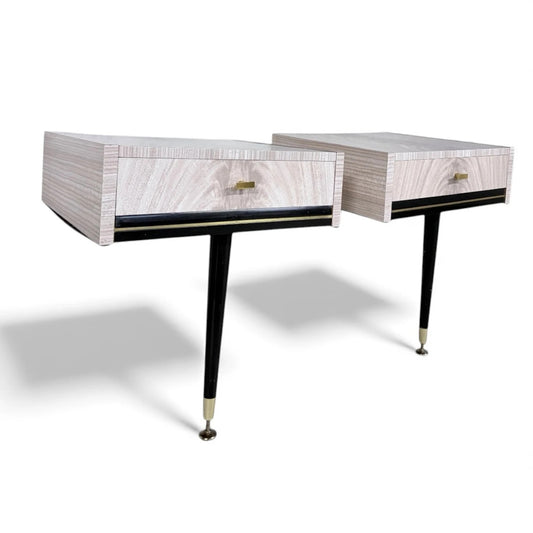 Mid-Century Floating Bedside Cabinets – Pair of Formica Nightstands
