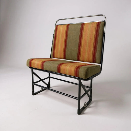 Vintage Bus Seat – Industrial Retro Two-Seater Bench with Striped Upholstery