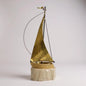 Mid Century Modern Onyx Mounted Brass Boat Sculpture