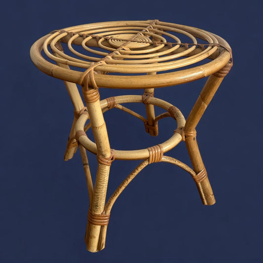 Mid Century Wicker Round Stool