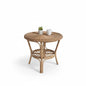 Vintage Bamboo Round Side Table – Small Rattan Accent Table
