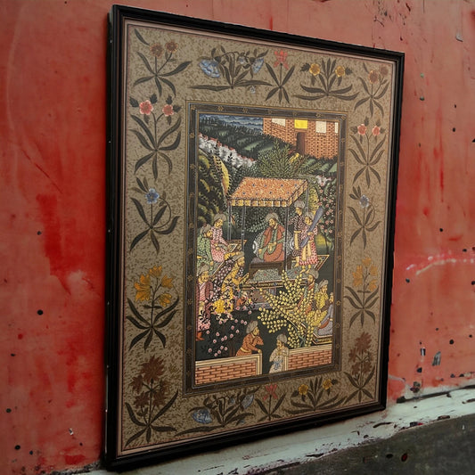 Vintage 1960s Persian Mughal Framed Painting